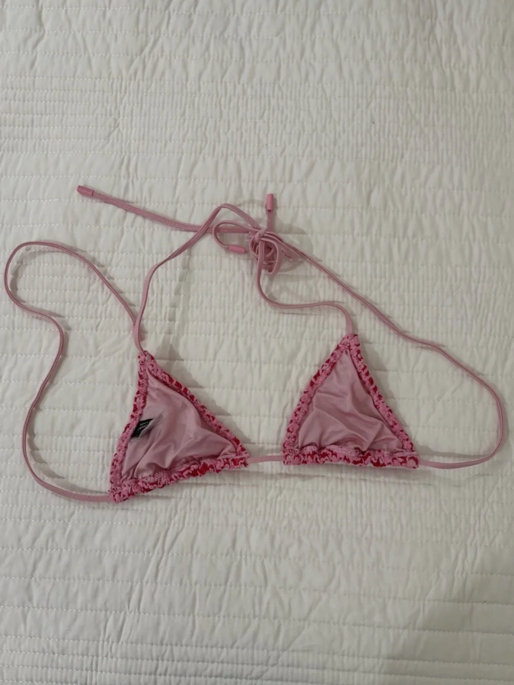 triangl swimwear Pink Crochet Triangle String Bikini